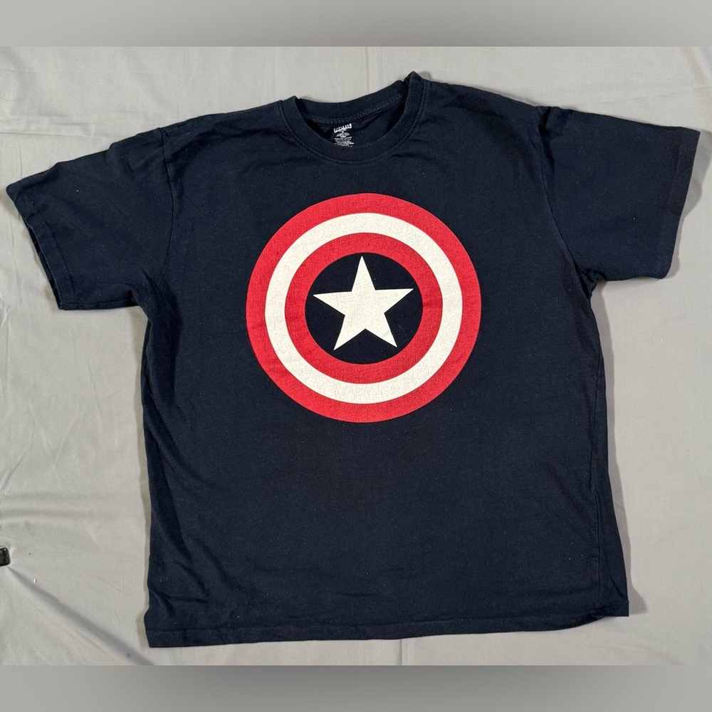 Marvel Men's Dark Blue Captain America Shield Tee